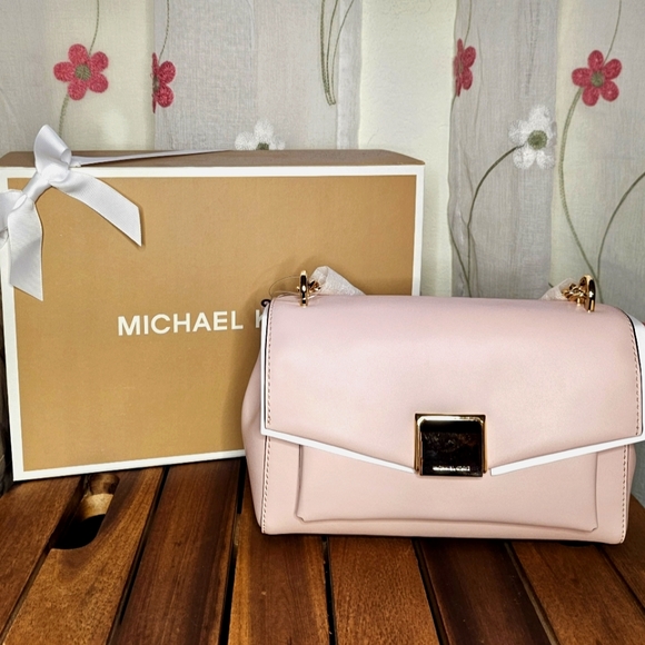 NEW! MK MICHAEL KORS MEDIUM Leather Crossbody Bag Blush Pink - Picture 2 of 6